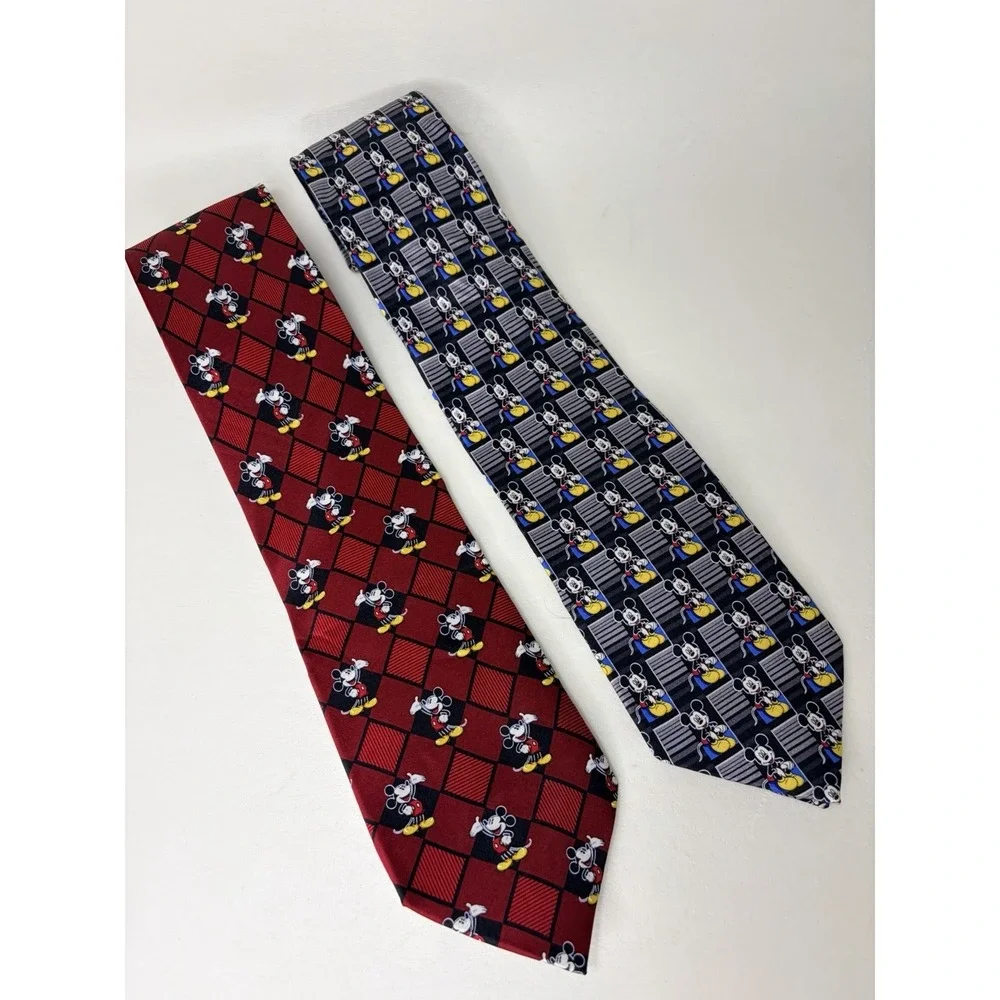 Vintage Mickey Mouse Neckties Black & Red Handmade Silk Mickey‎ Unlimited 59